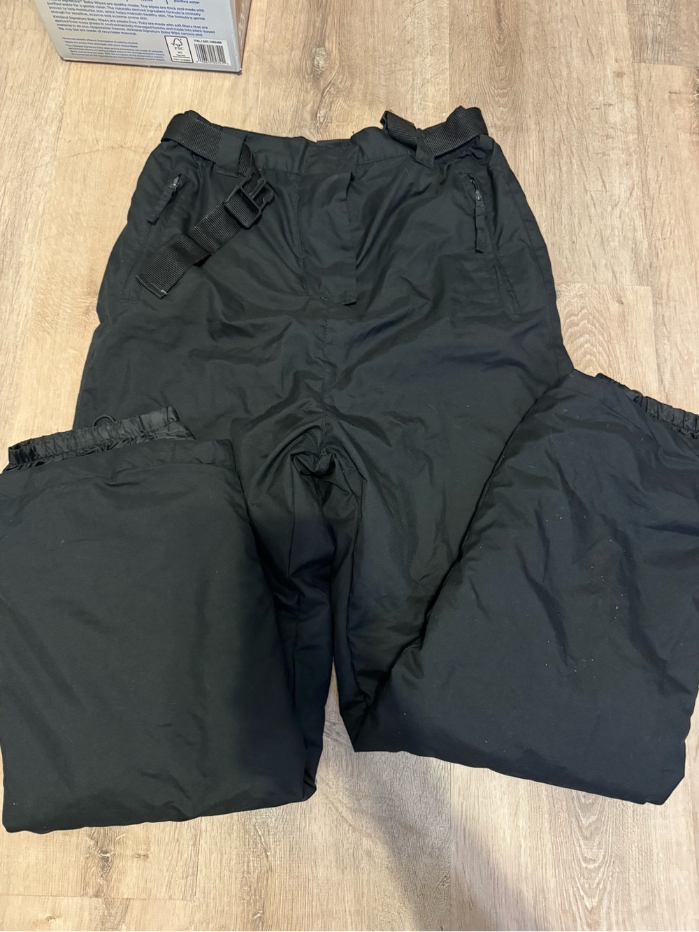 Black adjustable snow pants